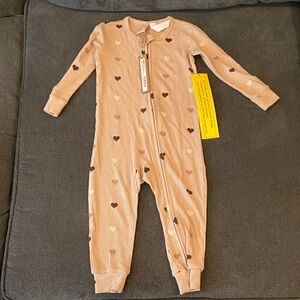 SKIMS Kids One Piece with Heart Design - Mauve and Cream